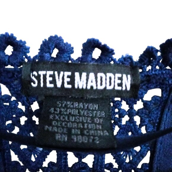 Steve Madden Navy Blue Boho Kimono Cardigan – Open Front, Tassel Hem, Size M/L - Picture 4 of 6